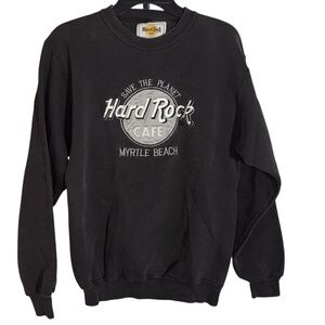 Hard Rock Cafe Vintage Sweatshirt Myrtle Beach Embroidered Black Size Small